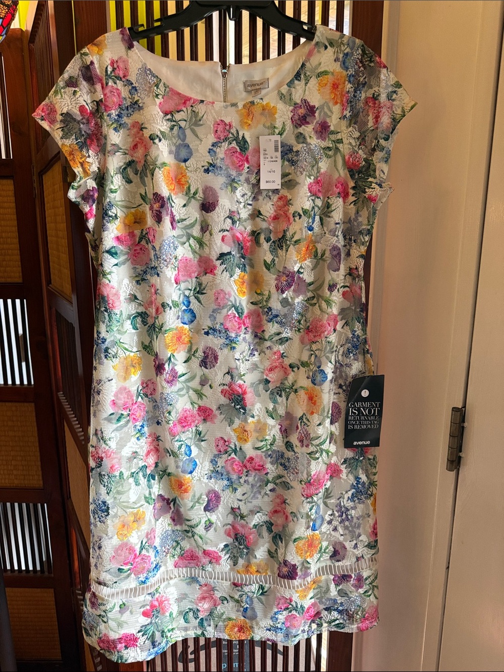 Avenues NWT Floral Lace Shift Dress for Multicolor